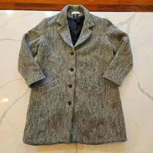 VTG Bergdorf Goodman Jussara Wool Tweed Coat Womens Size Medium Black White